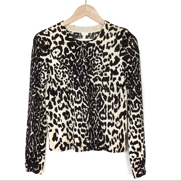 J. Crew Tops - J Crew Wool Animal Print Cardigan